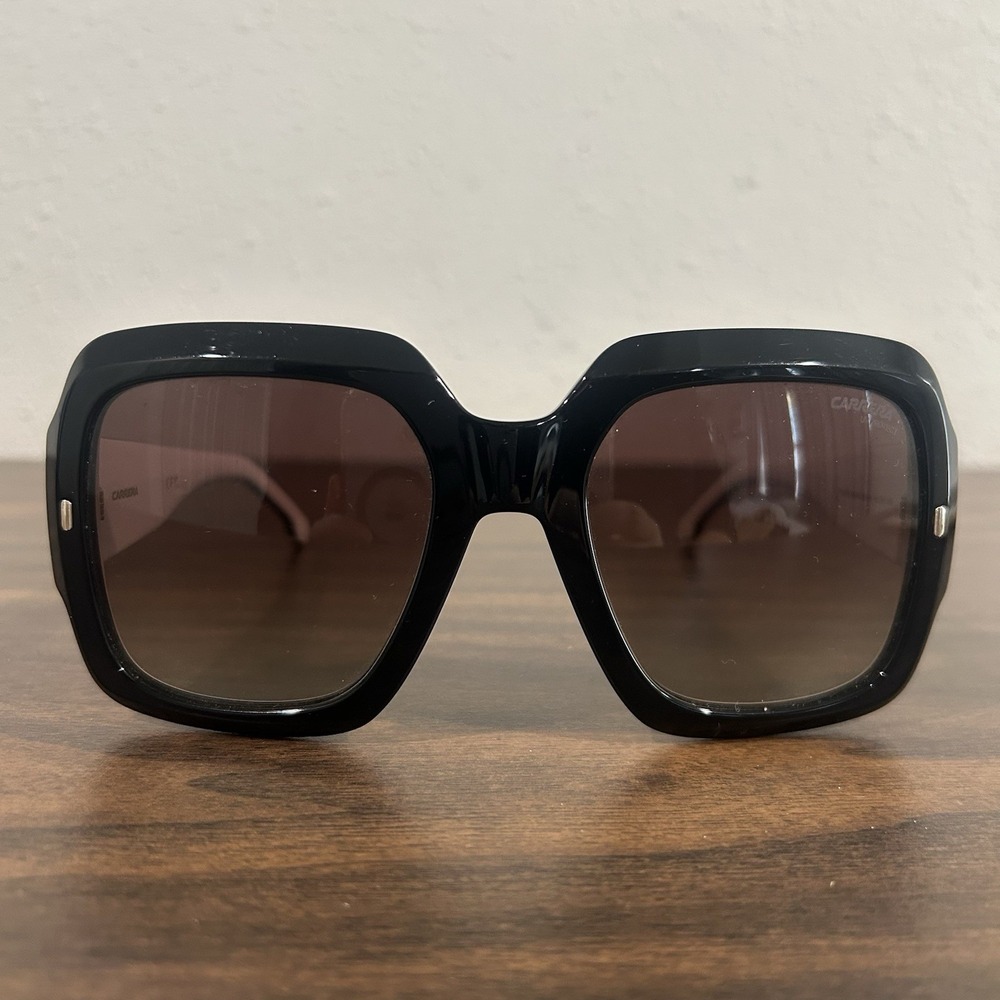 CARRERA 3004/S Womens Chunky Square Sunglasses Black Plastic Oversized Frame